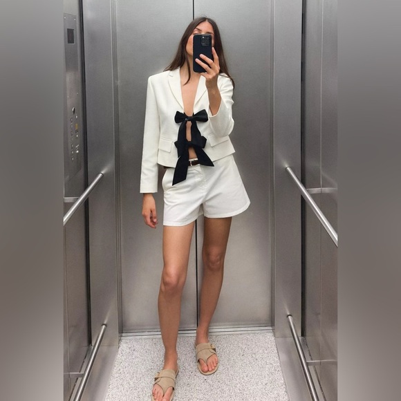 Zara Contrast Tie Blazer - Picture 5 of 5